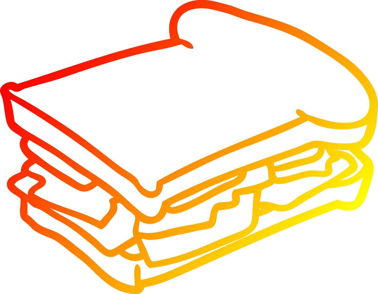 warm gradient line drawing ham cheese tomato sandwich vector