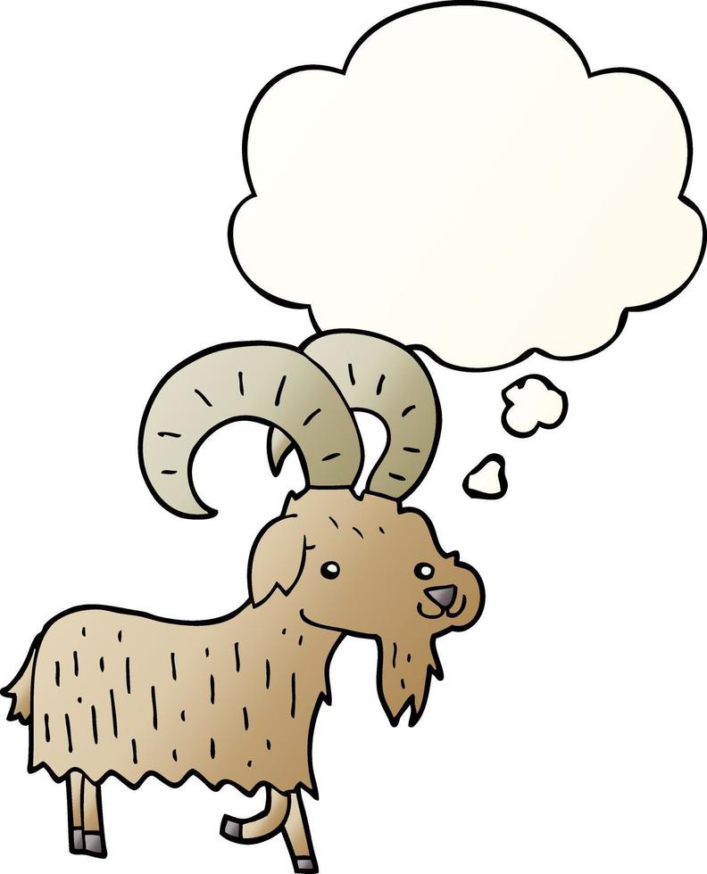 cartoon goat and thought bubble in smooth gradient style vector