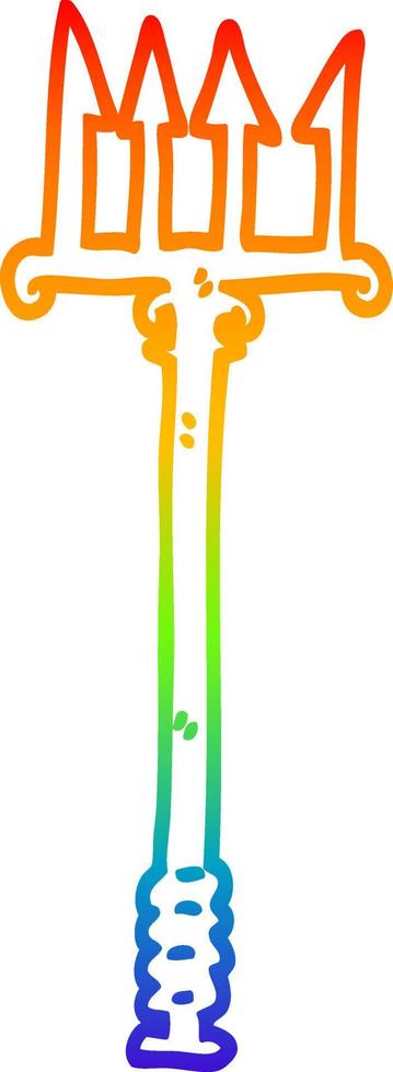 rainbow gradient line drawing cartoon trident vector