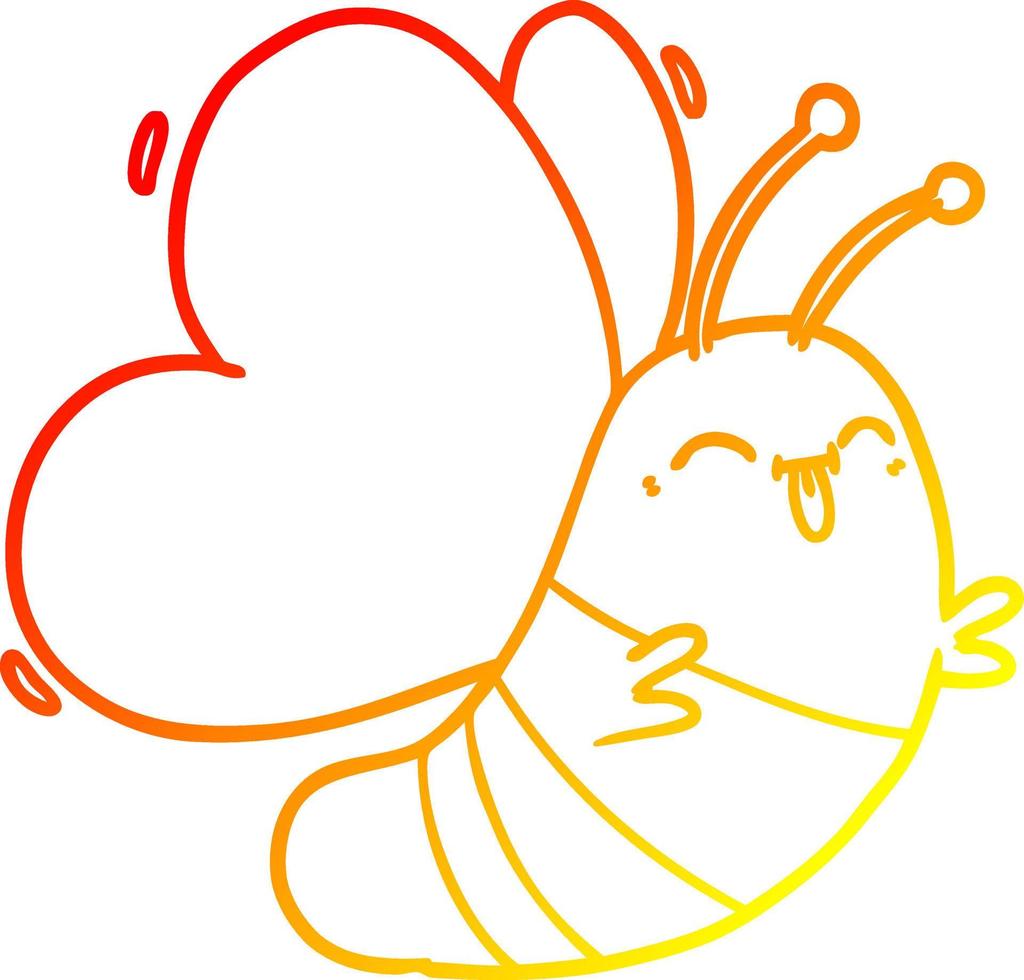 warm gradient line drawing funny cartoon butterfly vector