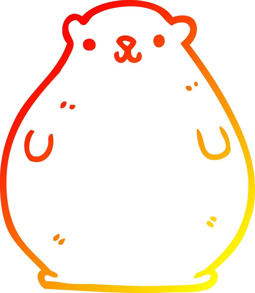 warm gradient line drawing cartoon bear vector