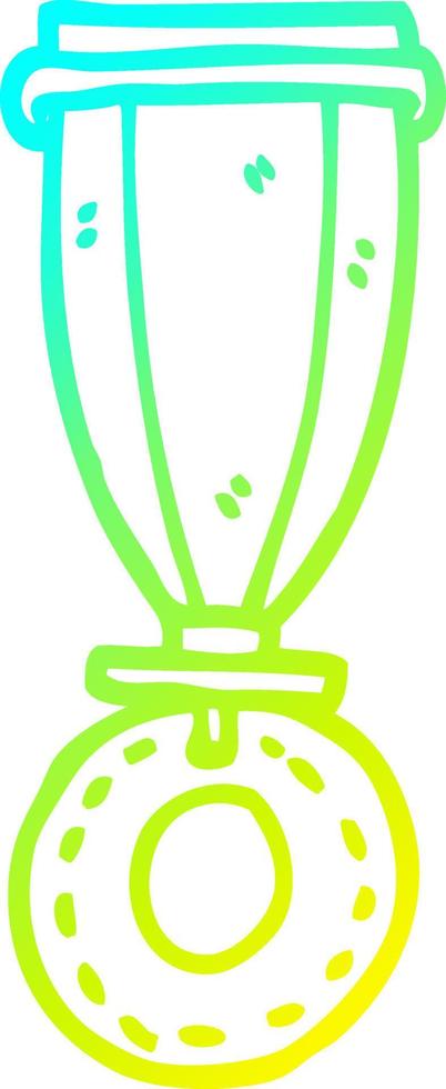 cold gradient line drawing cartoon medal vector