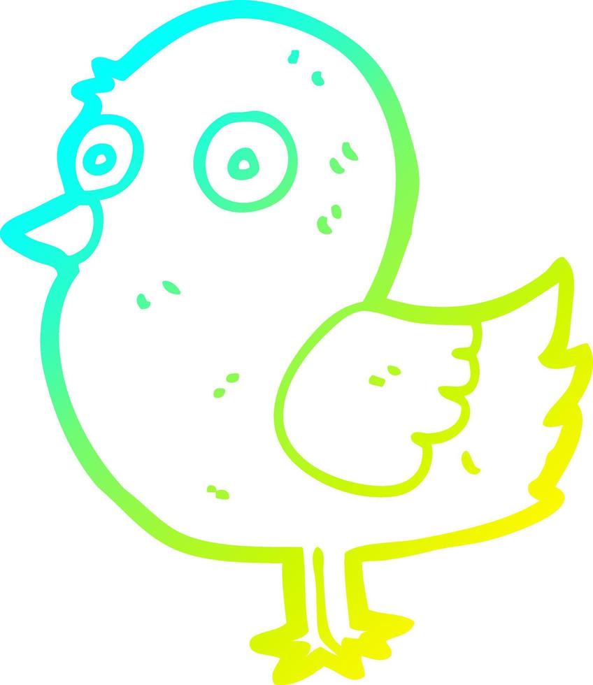 cold gradient line drawing cartoon bird vector