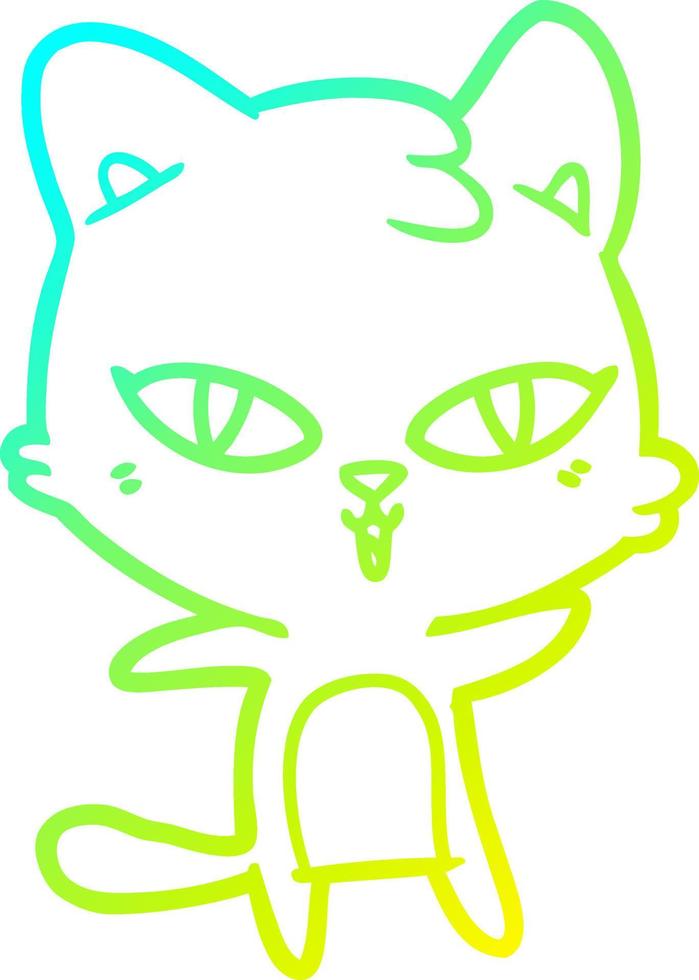 gato de dibujos animados de dibujo de línea de gradiente frío vector