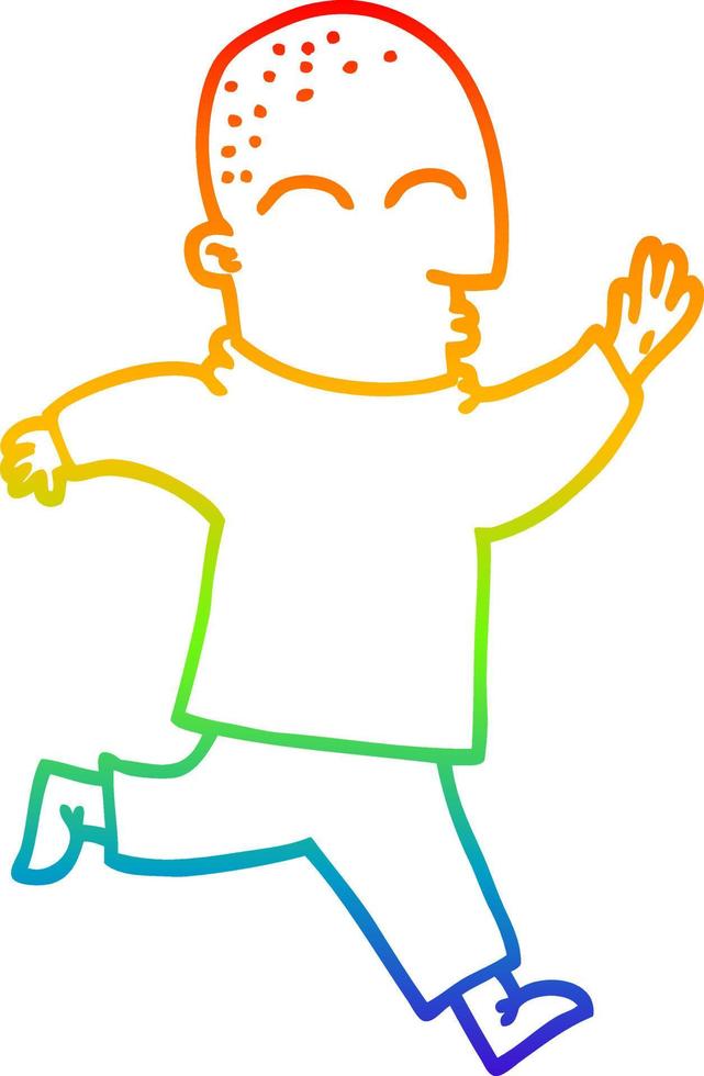 rainbow gradient line drawing cartoon man running vector