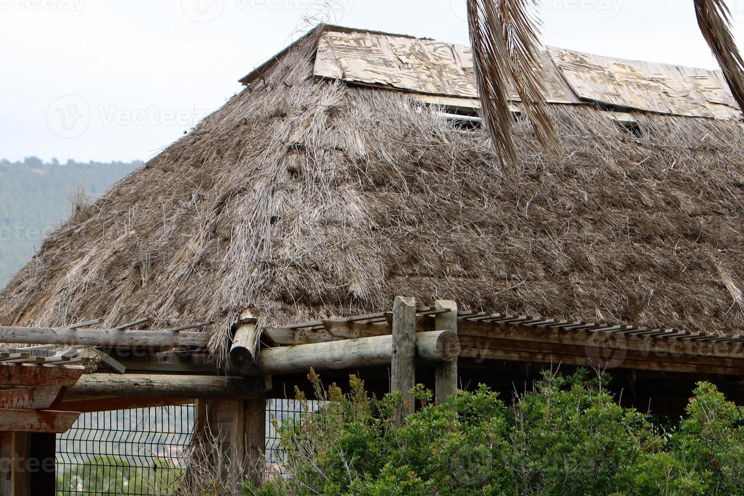 Leaky roof on an old village house. photo