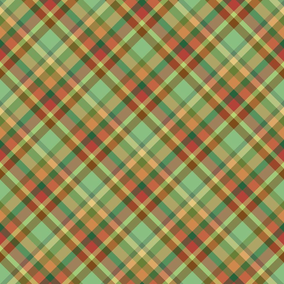 Seamless pattern in marvelous green, red, orange and brown colors for plaid, fabric, textile, clothes, tablecloth and other things. Vector image. 2