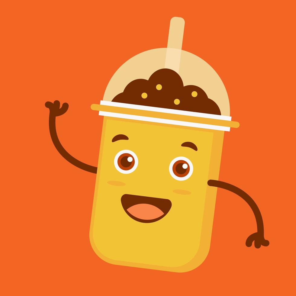 Illustration vector graphic cartoon character of Boba Milk Shake with Ice and Bubble. Suitable for food and drink content.