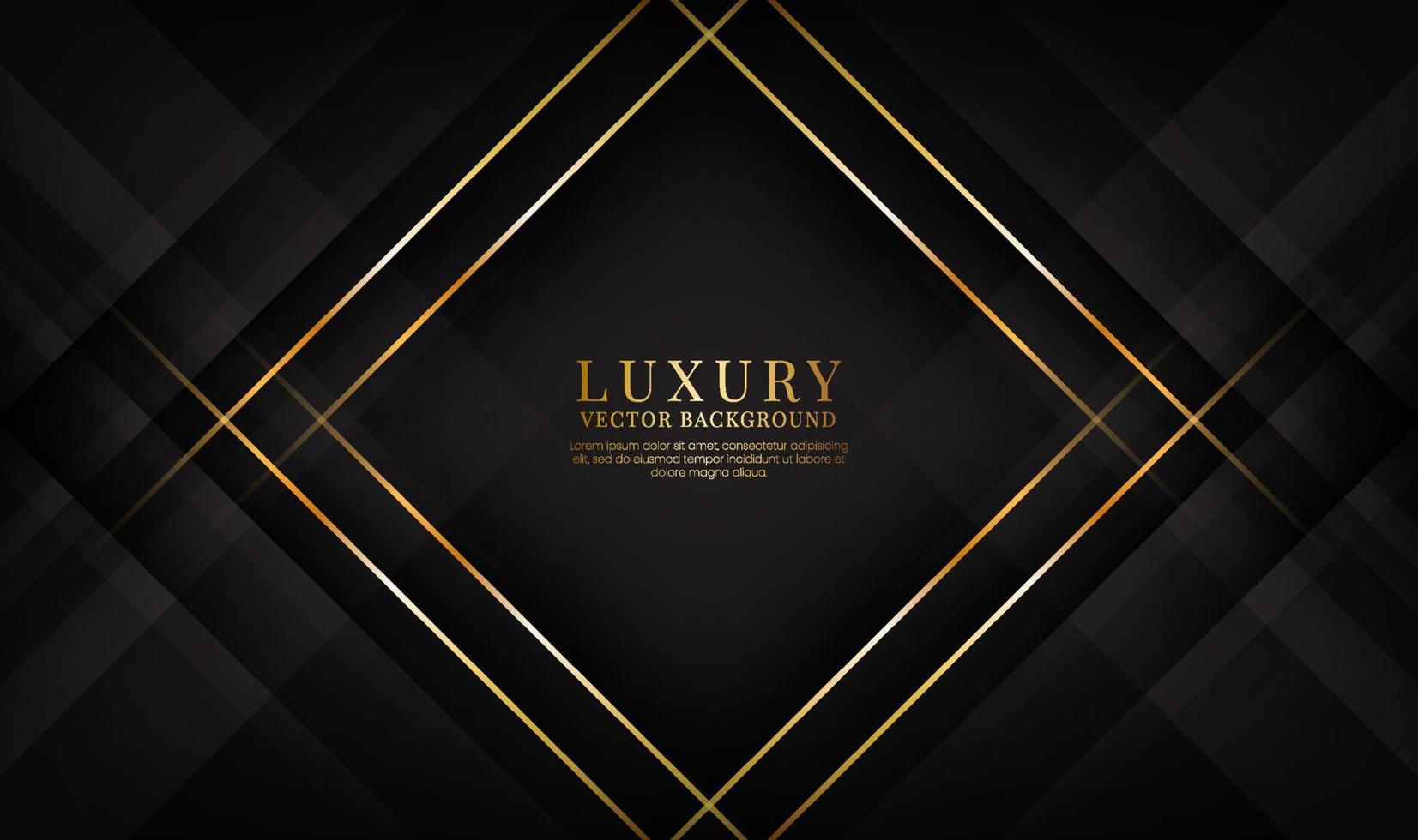 3D black luxury abstract background overlap layers on dark space with golden lines effect decoration. Graphic design element elegant style concept for banner, flyer, card, brochure, or landing page vector