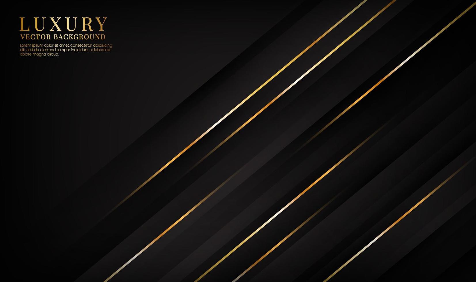 3D black luxury abstract background overlap layers on dark space with golden lines effect decoration. Graphic design element elegant style concept for banner, flyer, card, brochure, or landing page vector