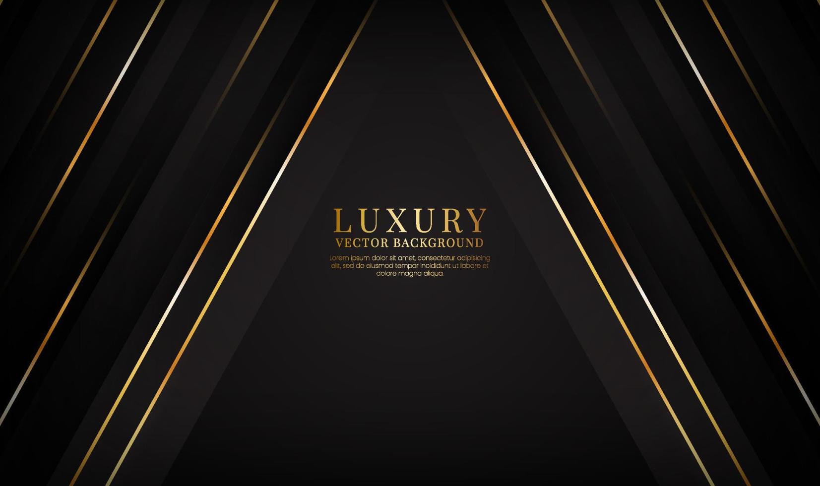 3D black luxury abstract background overlap layers on dark space with golden lines effect decoration. Graphic design element elegant style concept for banner, flyer, card, brochure, or landing page vector