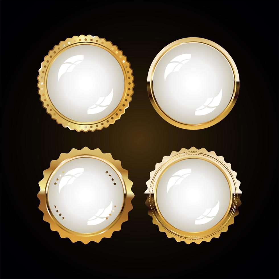 Gold and white collection of various badges and labels vector