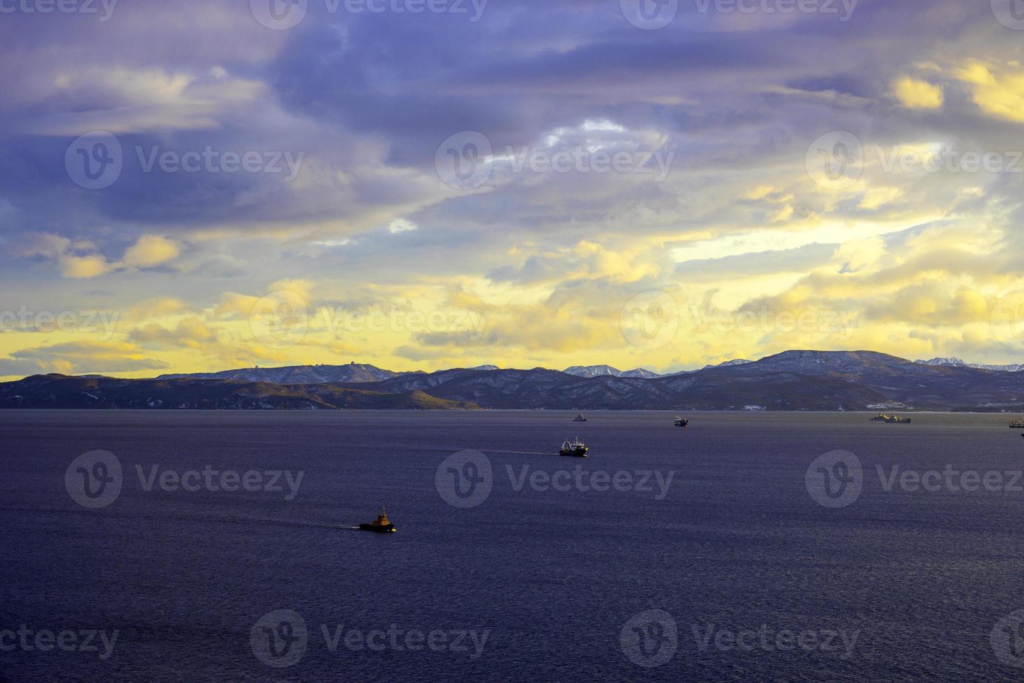 Seascape overlooking Avacha Bay in autumn. Kamchatka photo