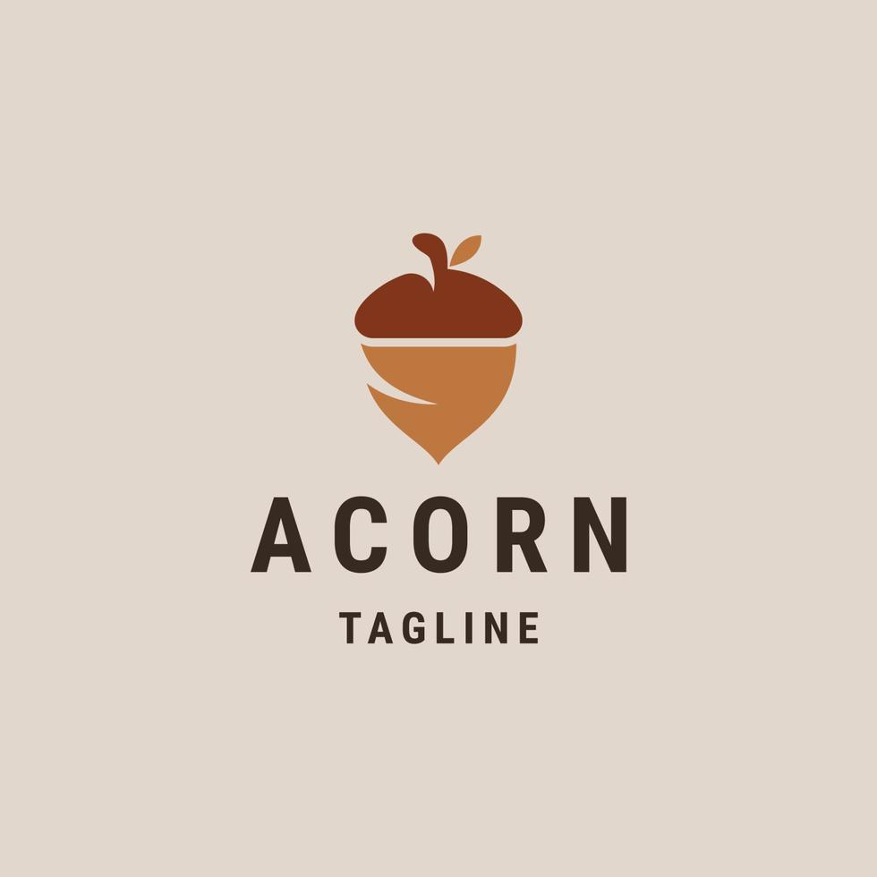Acorn logo design template flat vector illustration