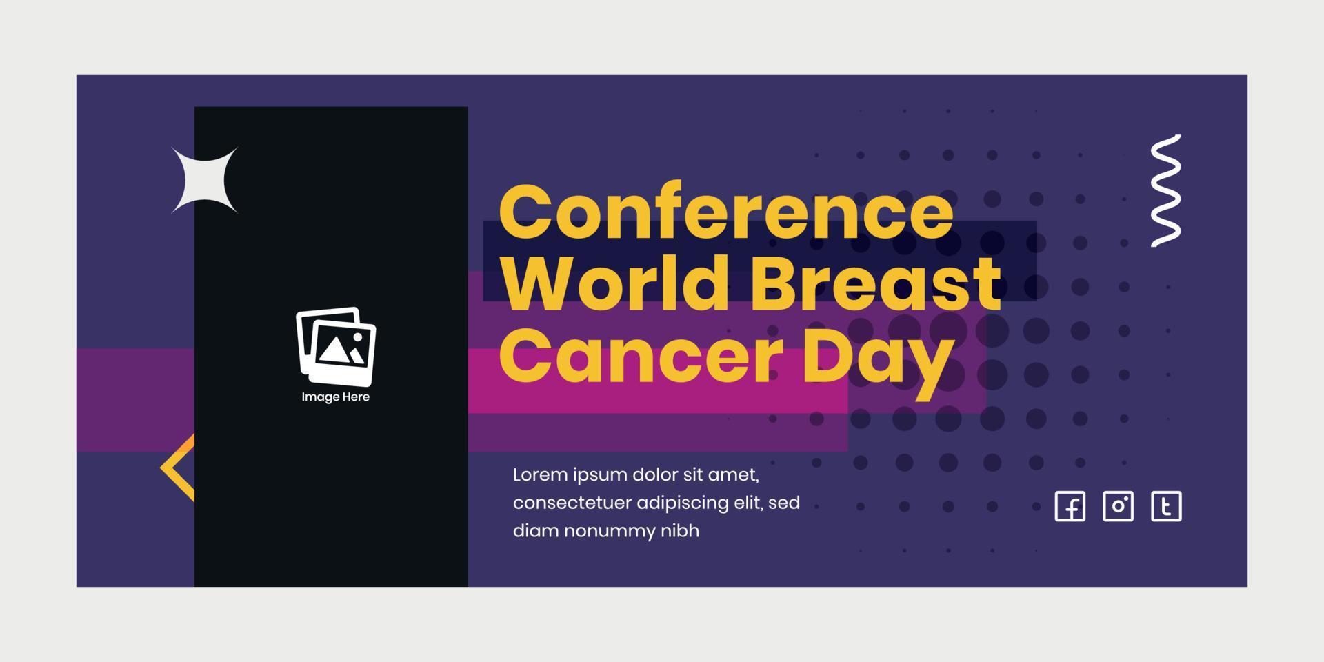 Welcome banner conference world breast cancer design template. Creative gradient banner design. Suitable for content social media, promotion, advertising vector