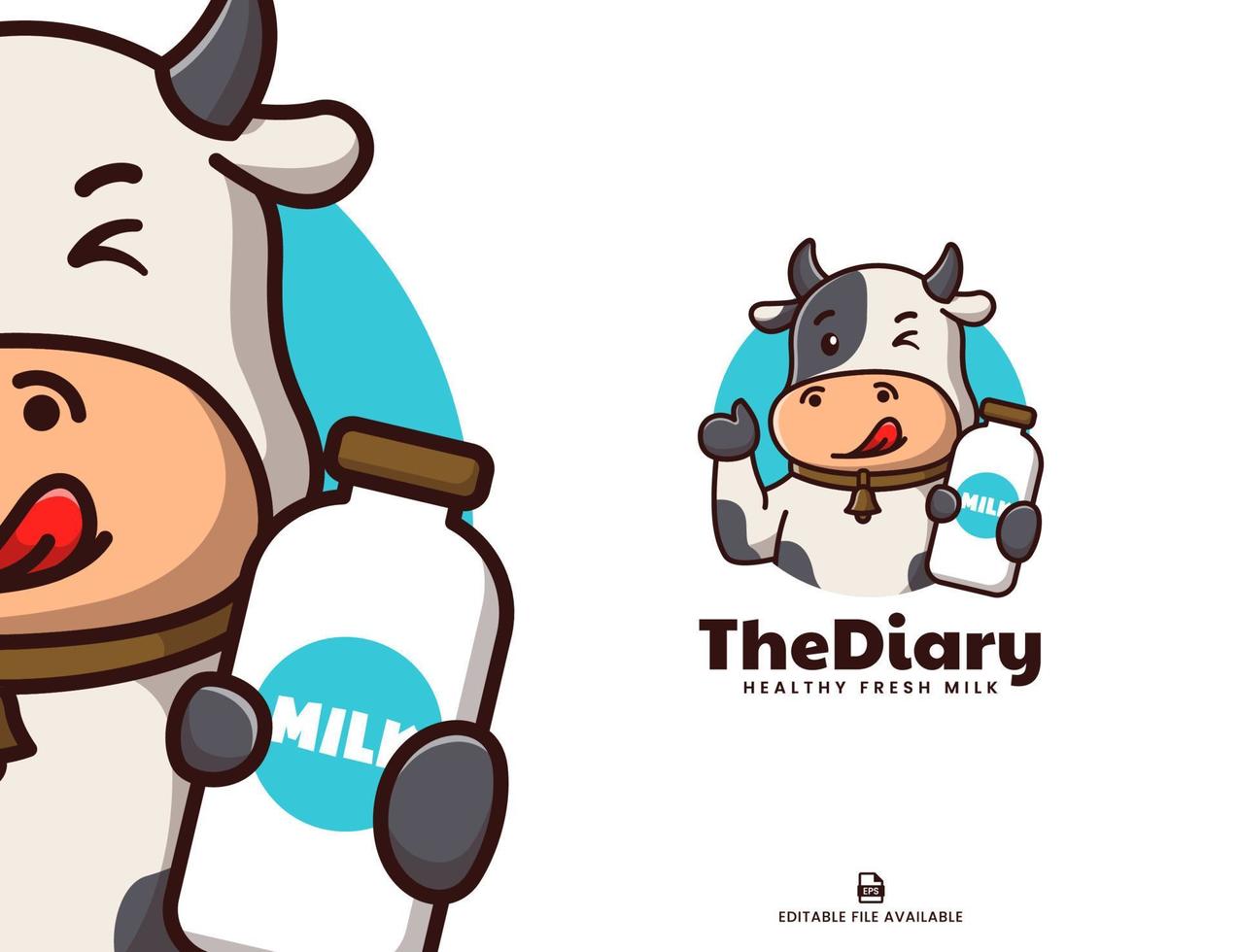 Cow Milk Logo Icon Flat Style vector