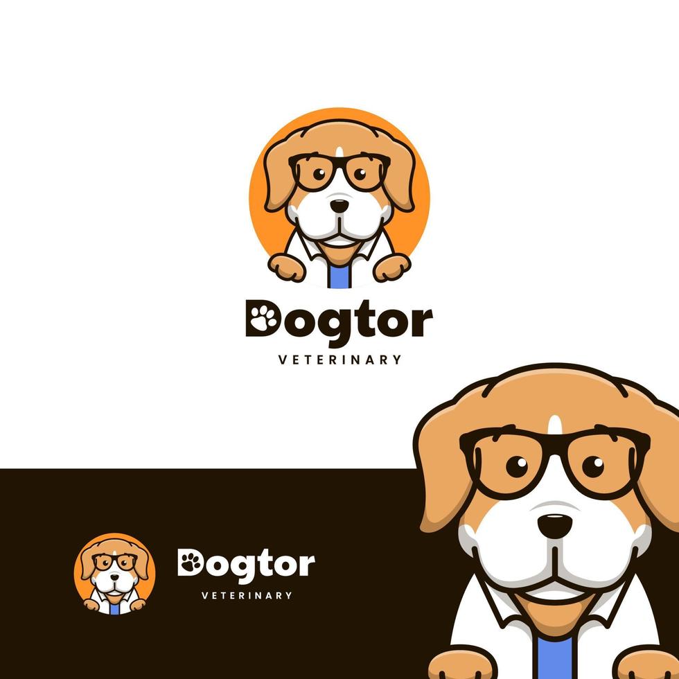 Beagle Dog Logo Flat Style Illustration.eps vector