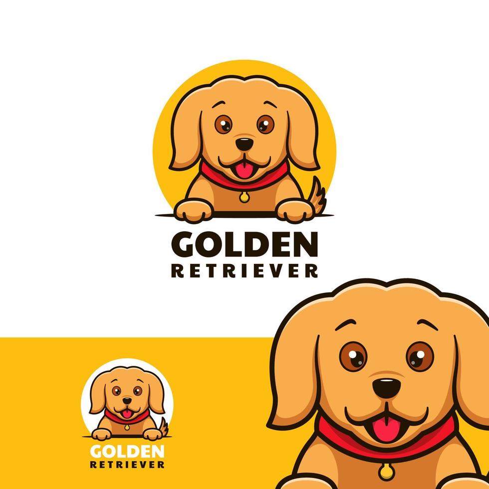 Golden Retriever Logo Icon Flat Style vector