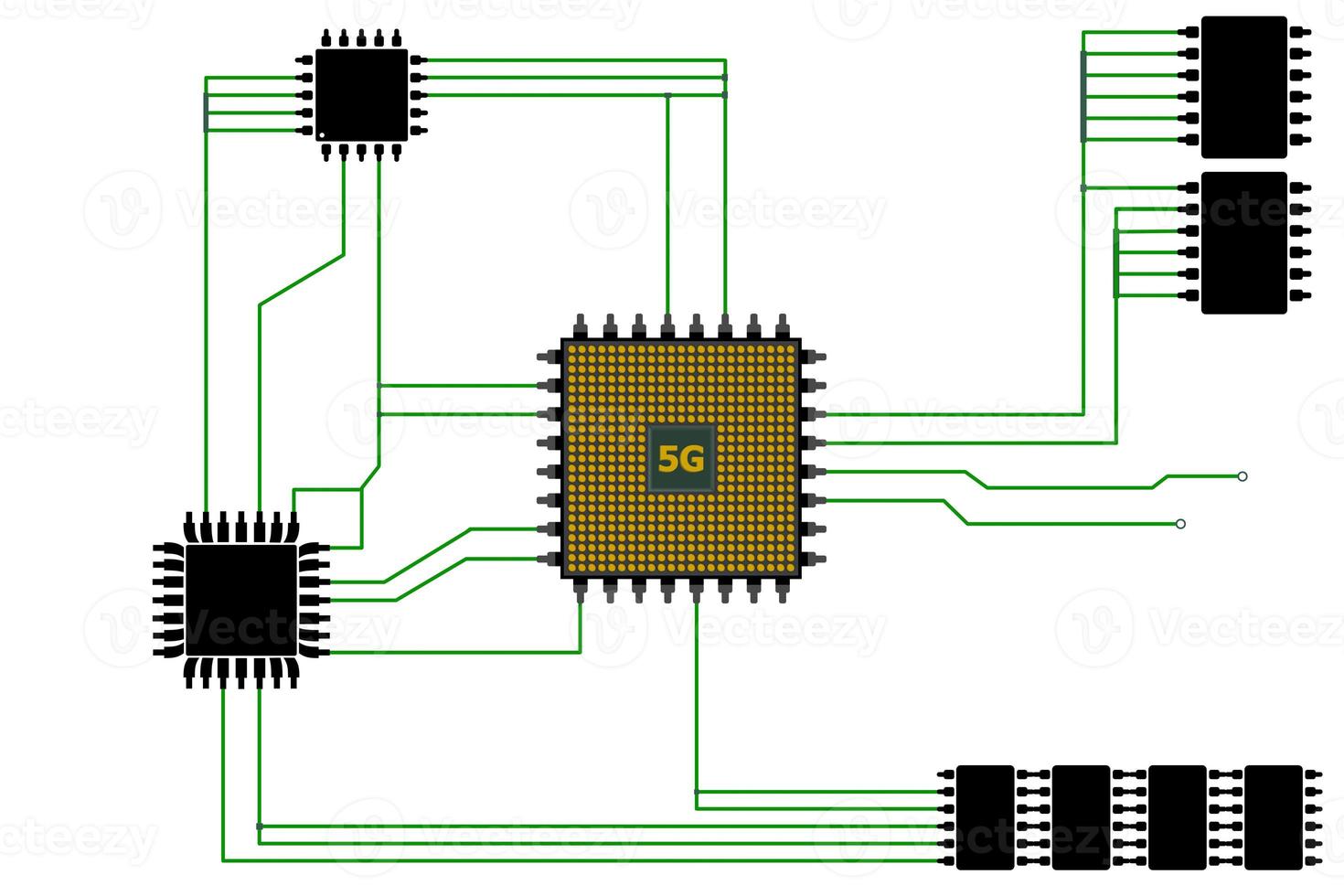 Abstract CPU chip with circuit board connection. photo