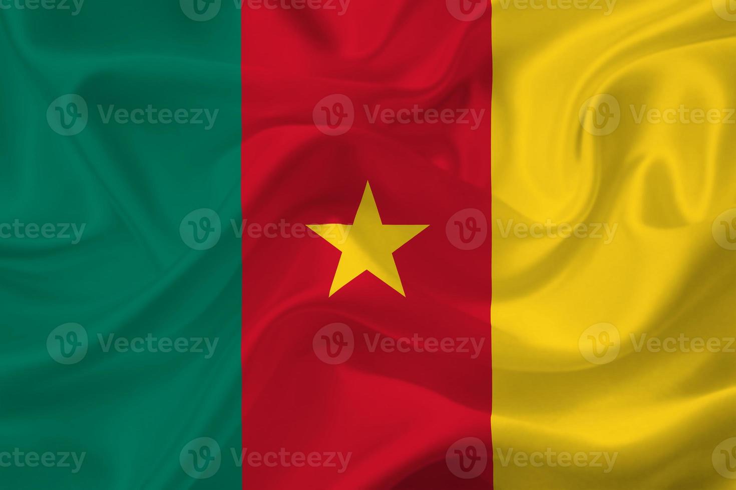 3D Flag of Cameroon on fabric photo