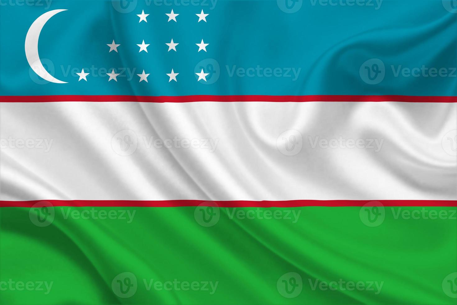3d bandera de uzbekistán sobre tela foto