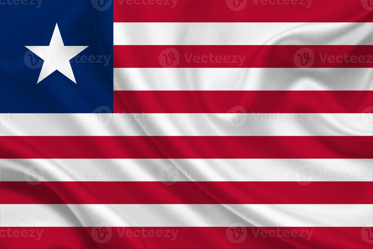 3D Flag of Liberia on fabric photo