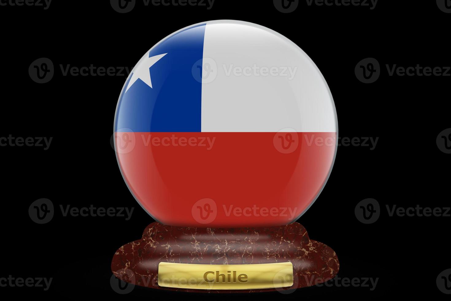 3D Flag of Chile on snow globe photo