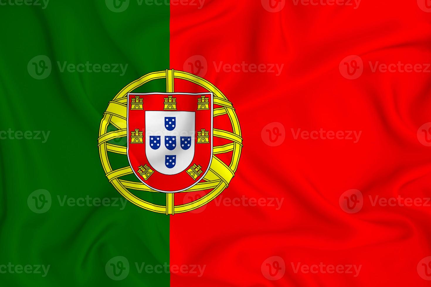 3D Flag of Portugal on fabric photo