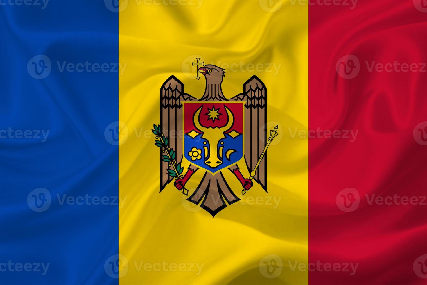 3D Flag of Moldova on fabric photo