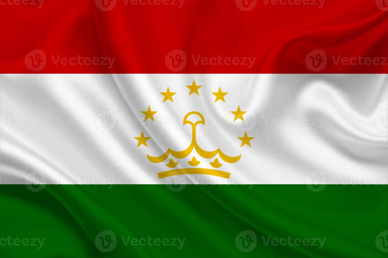 3D Flag of Tajikistan on fabric photo