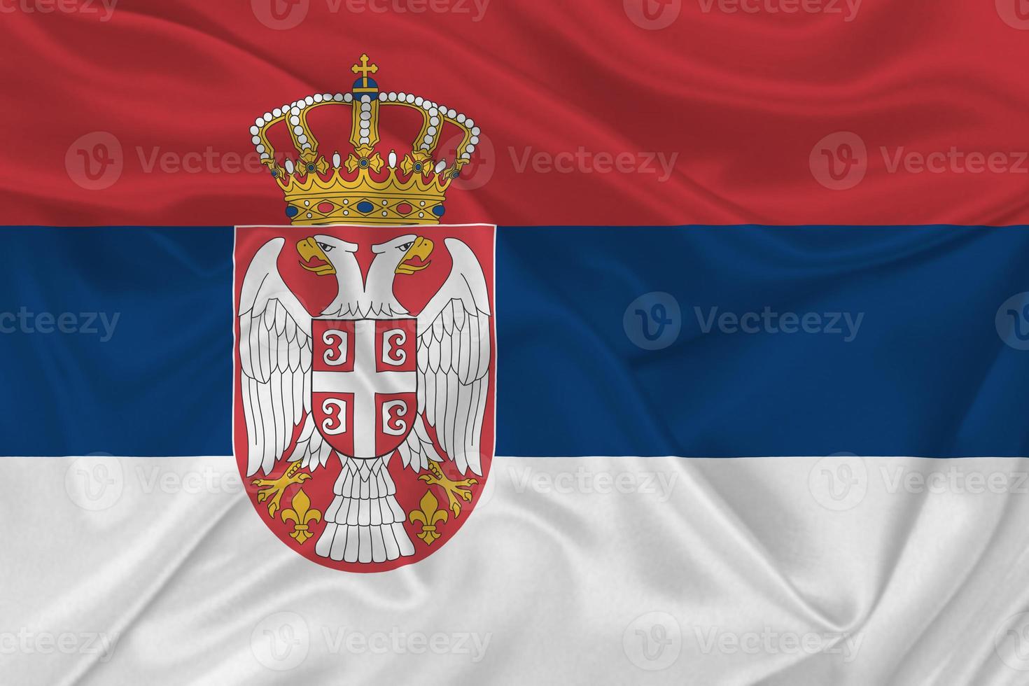 3D Flag of Serbia on fabric photo