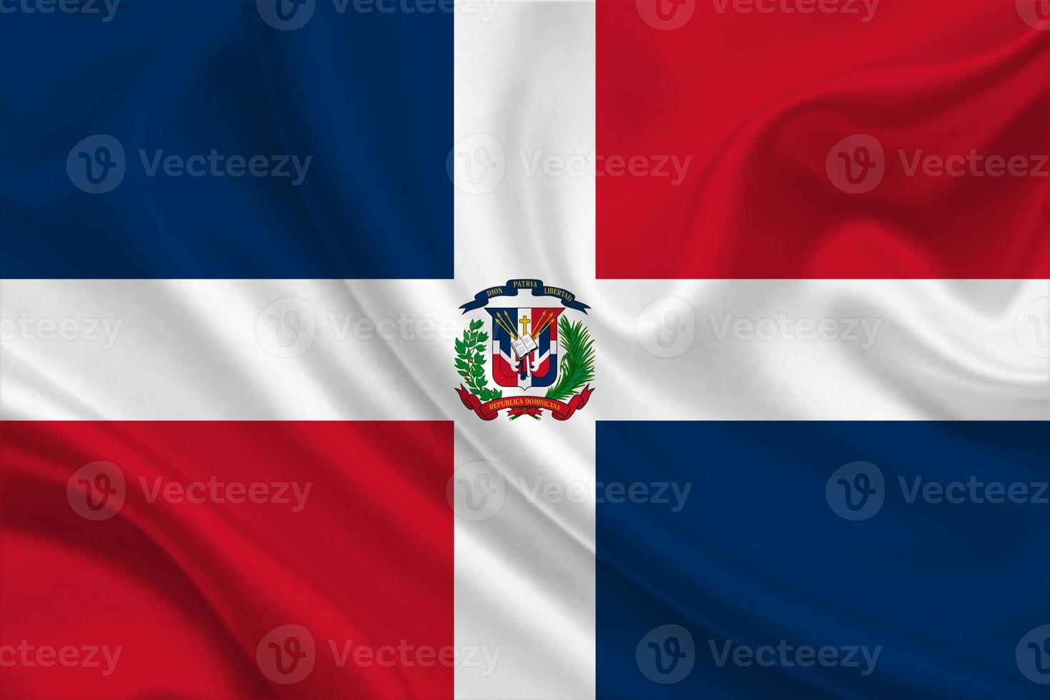 3D Flag of Dominican Republic on fabric photo