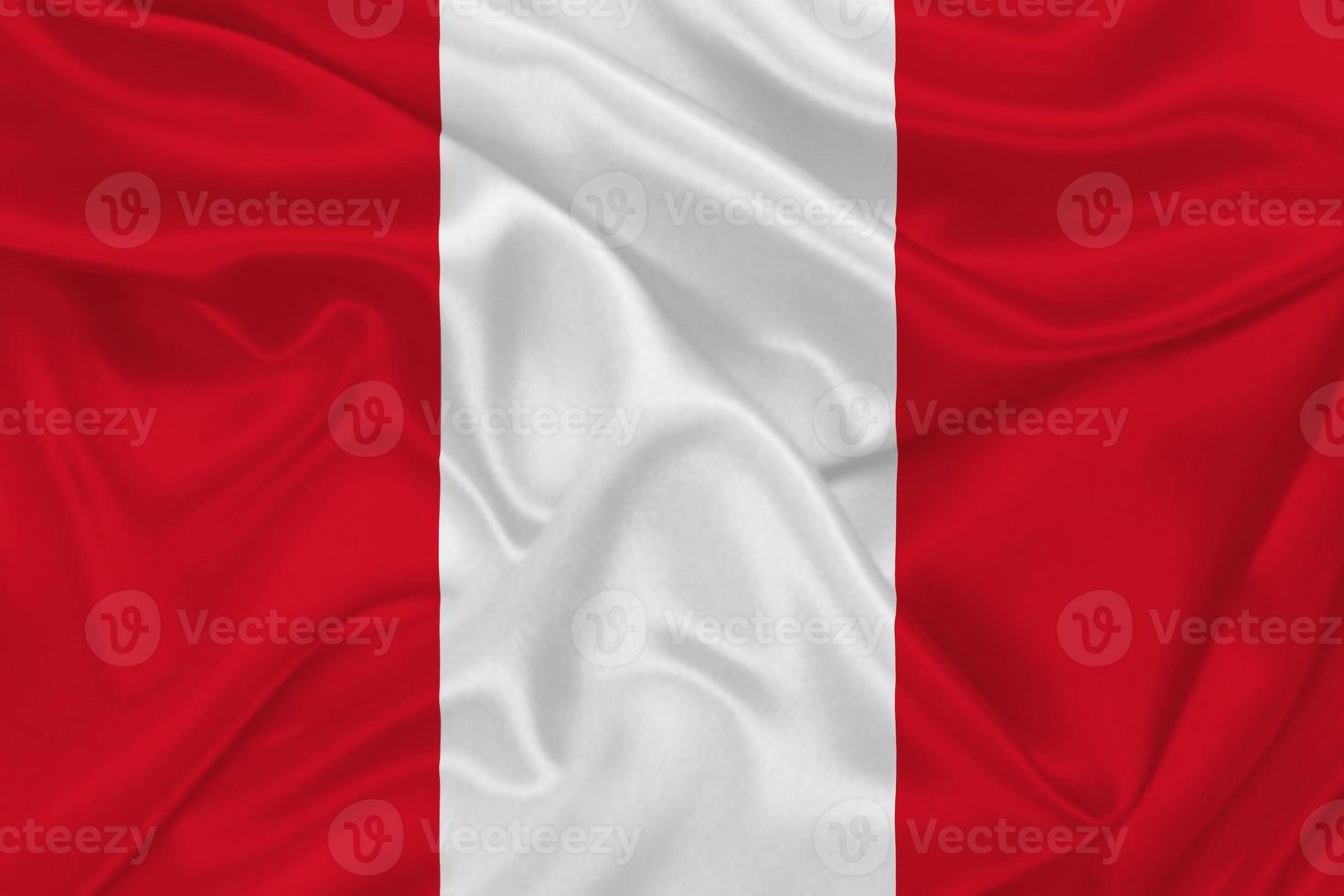 3D Flag of Peru on fabric photo