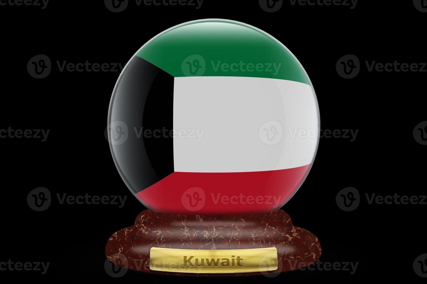 3D Flag of Kuwait on snow globe photo