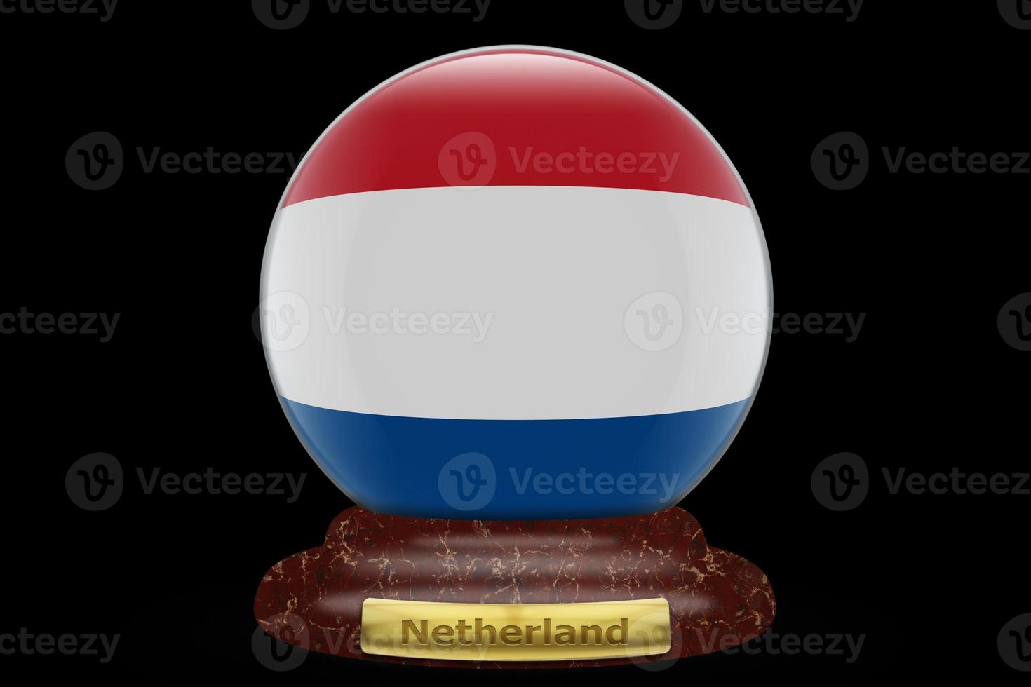 3D Flag of Netherland on snow globe photo