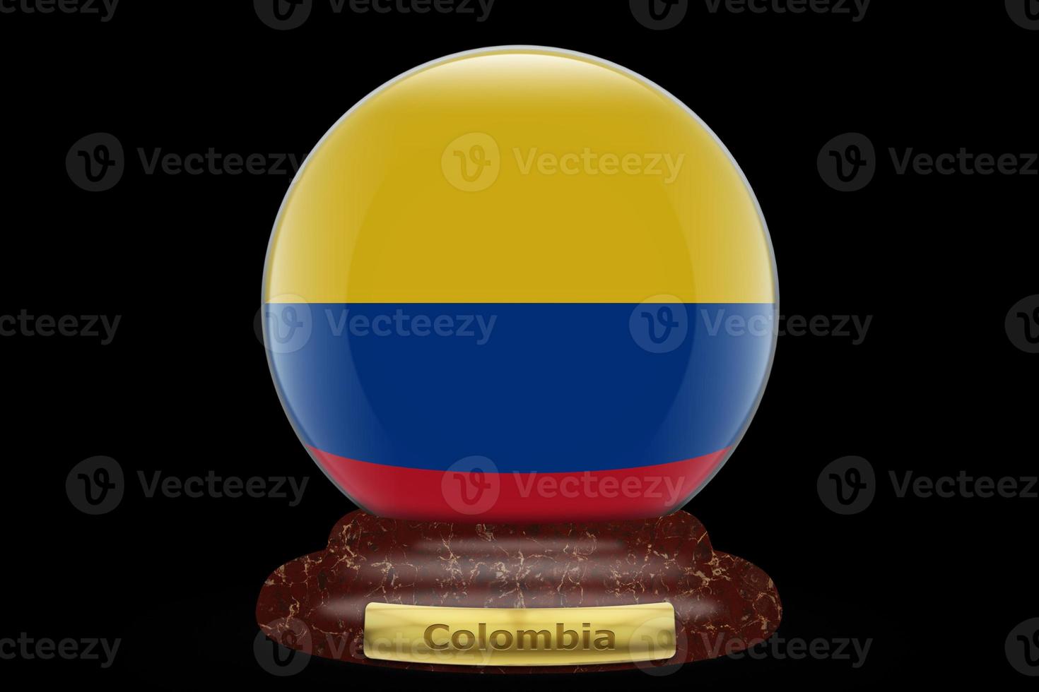 3D Flag of Colombia on snow globe photo