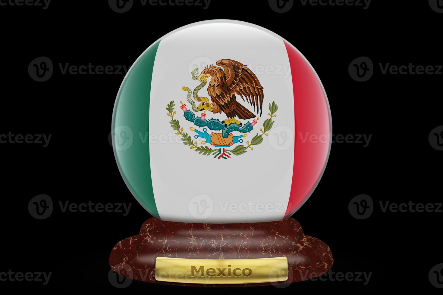 3D Flag of Mexico on snow globe photo