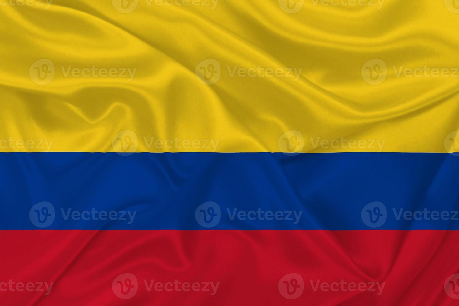 3D Flag of Colombia on fabric photo