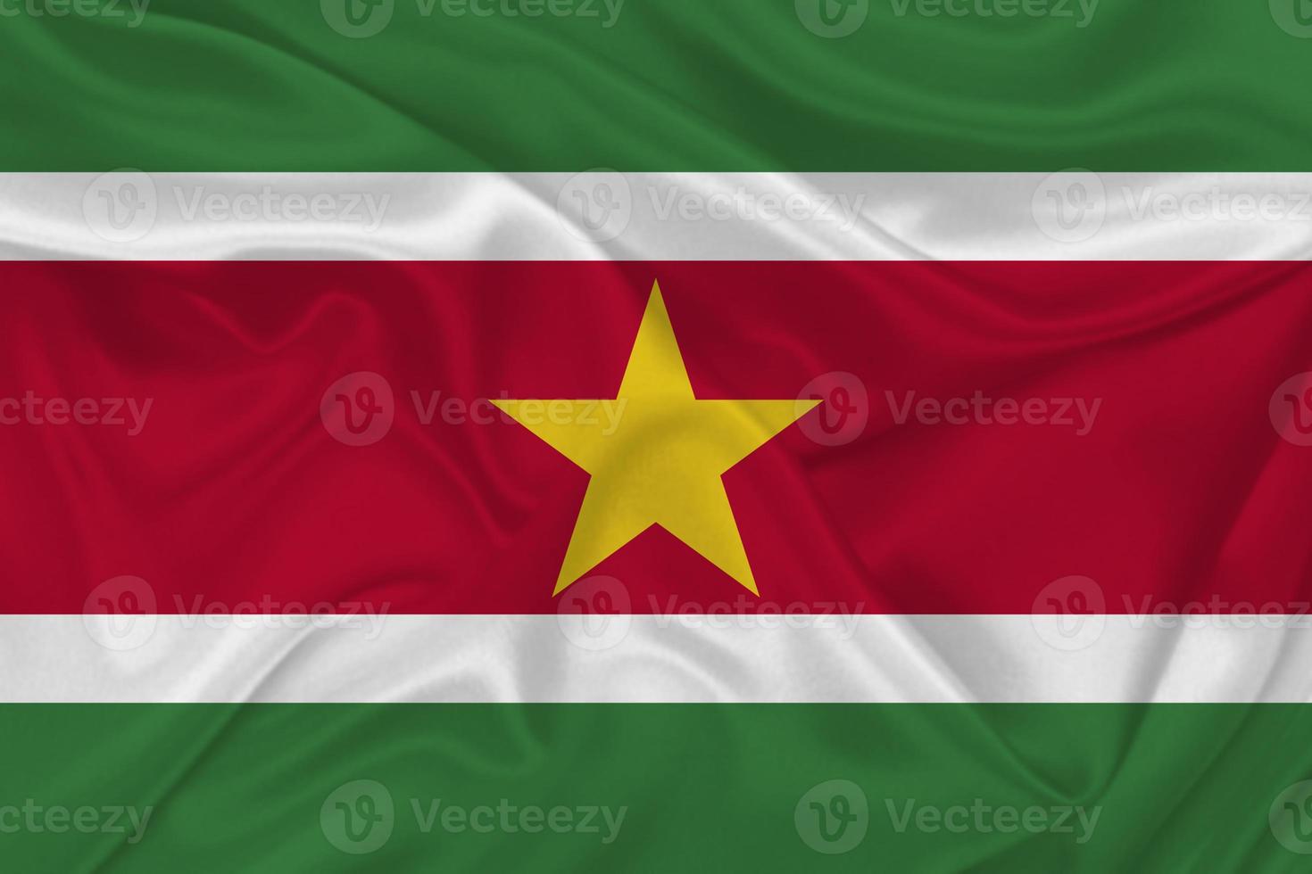 3D Flag of Suriname on fabric photo