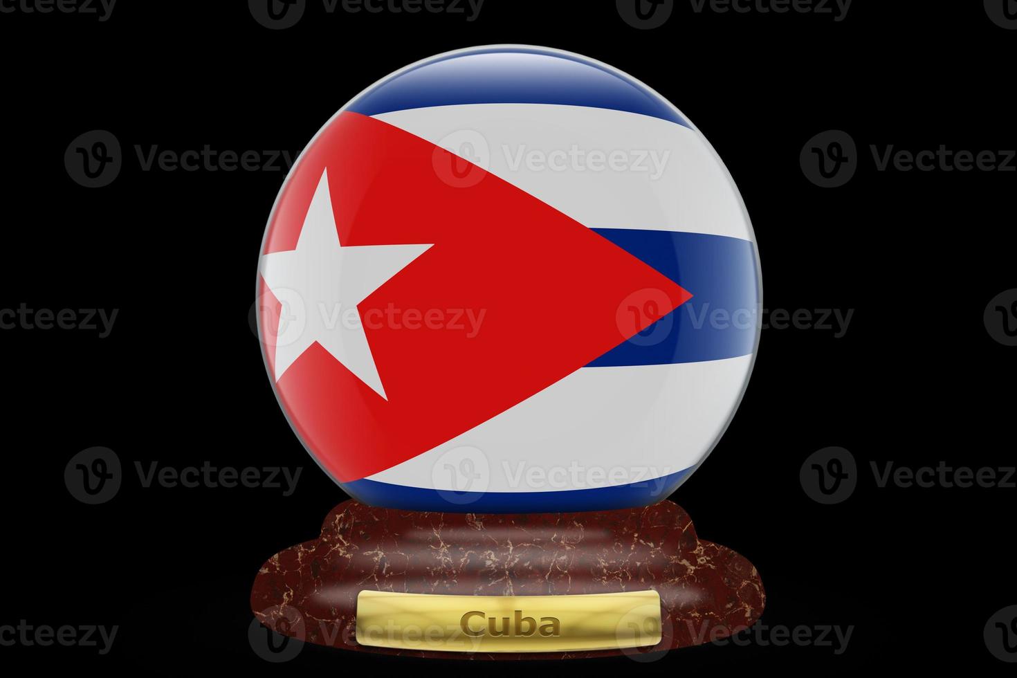 3D Flag of Cuba on snow globe photo