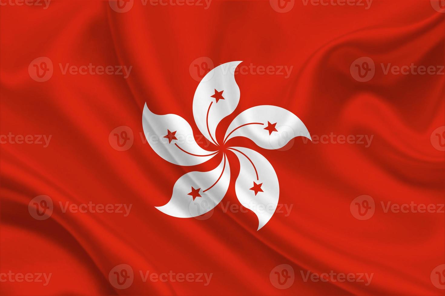 3D Flag of Hong Kong on fabric photo