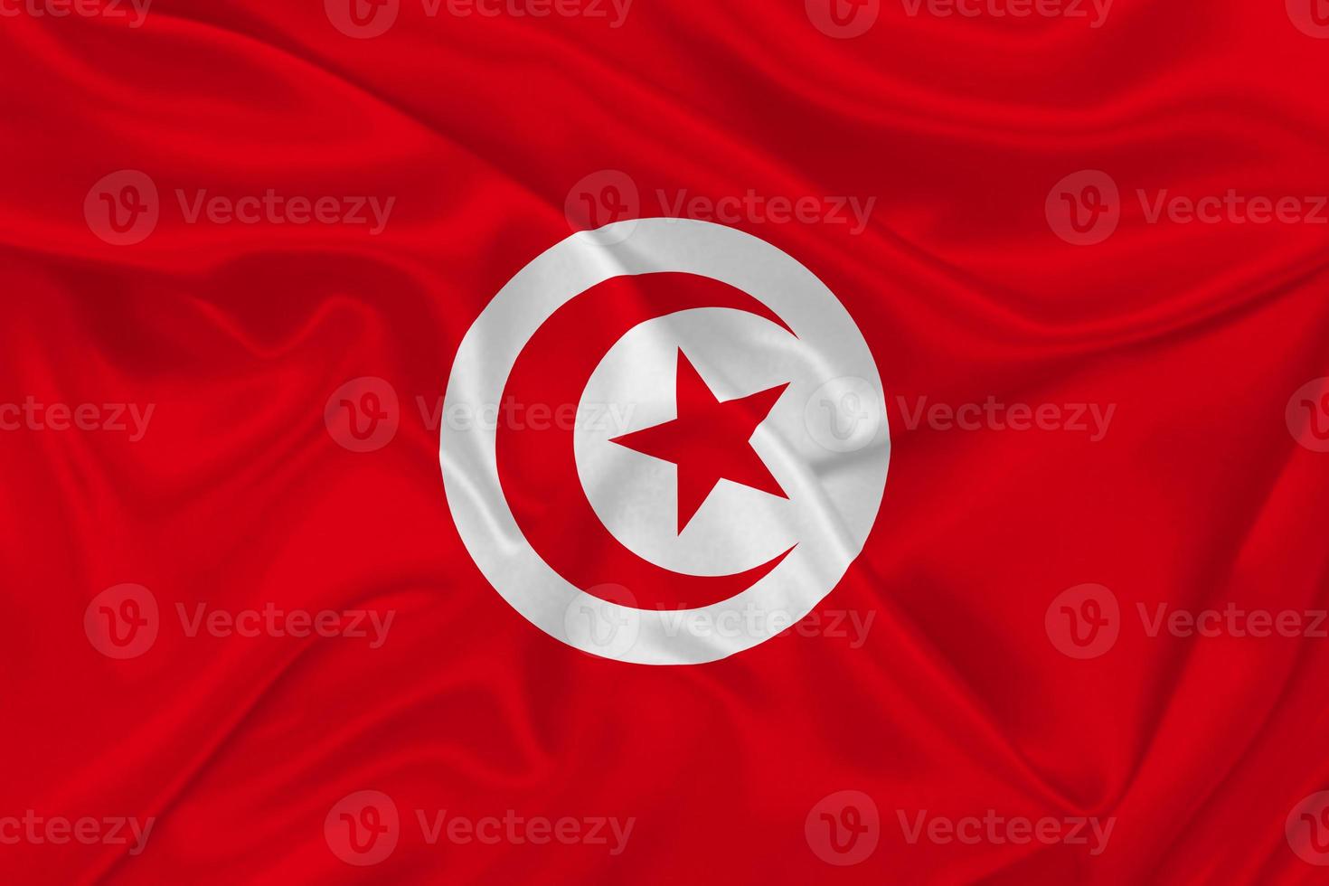 3D Flag of Tunisia on fabric photo
