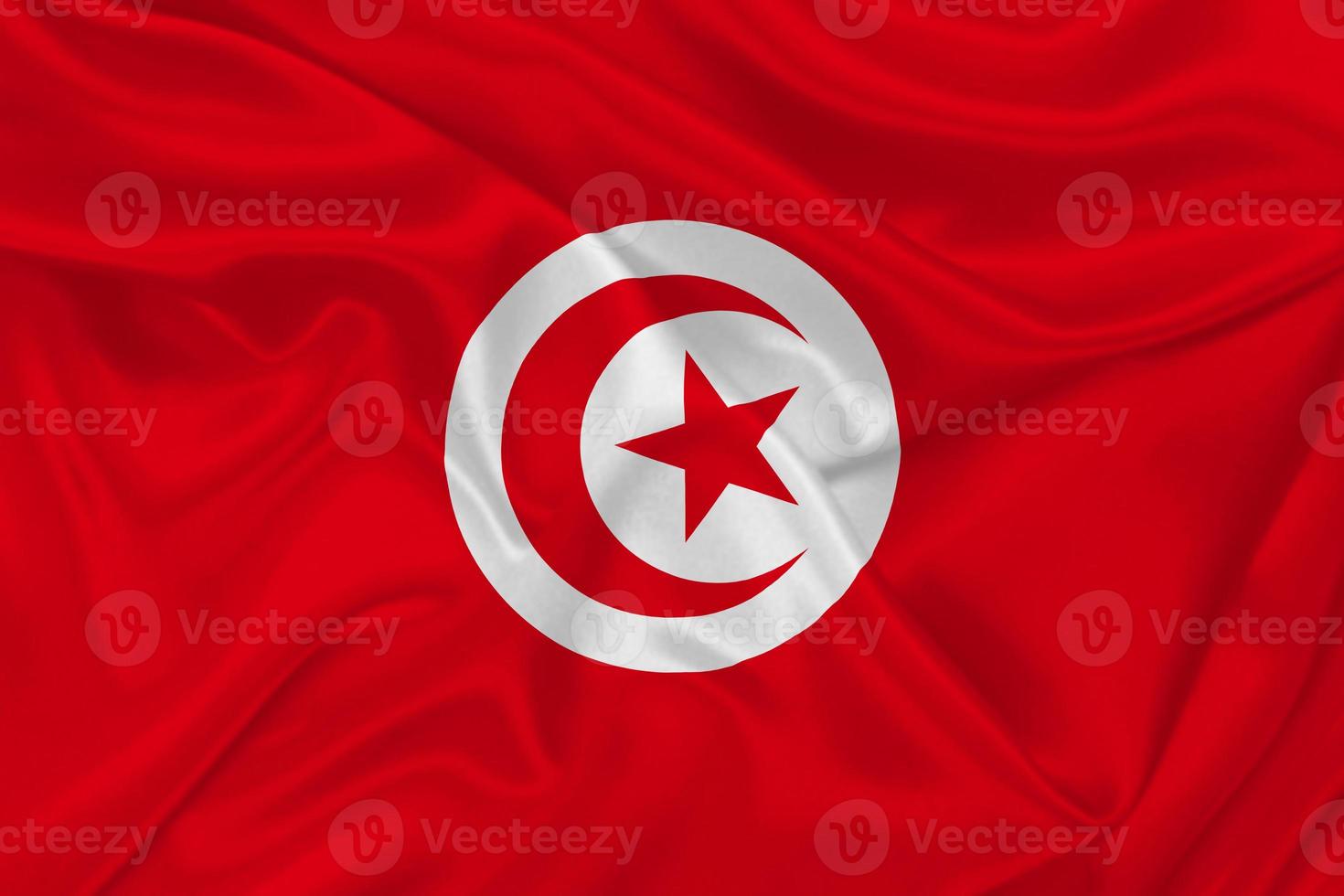 3D Flag of Tunisia on fabric photo