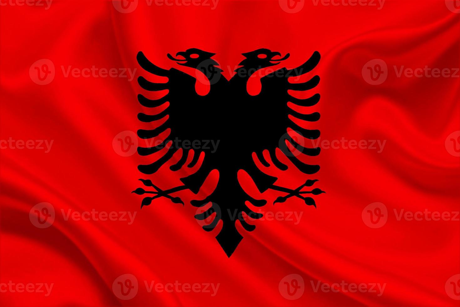 3D Flag of Albania on fabric photo