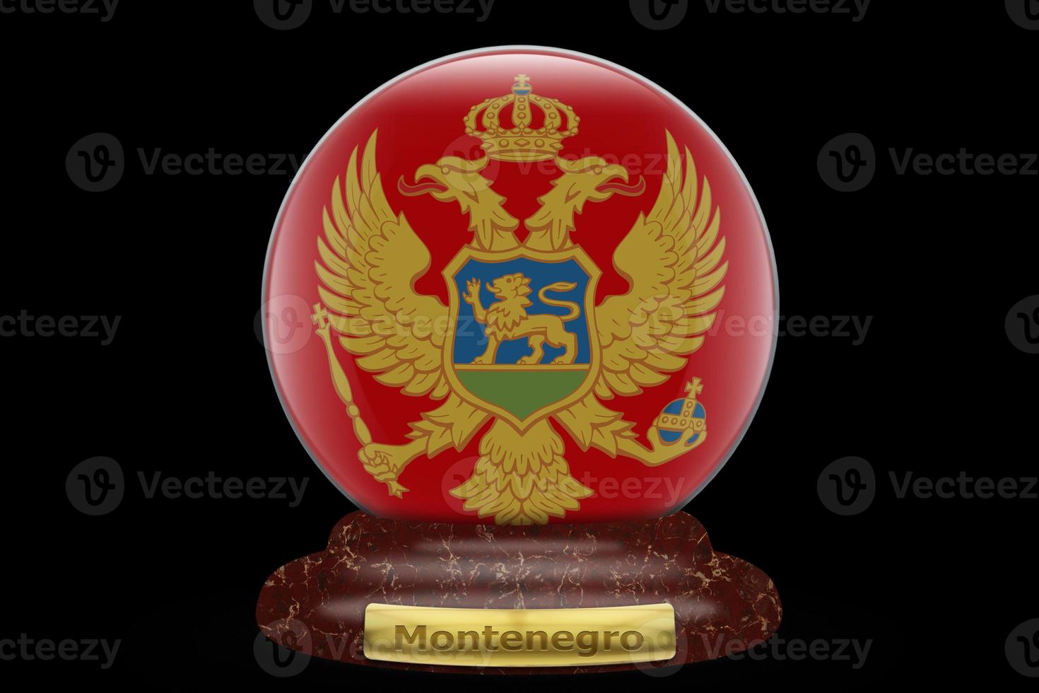 3D Flag of Montenegro on snow globe photo