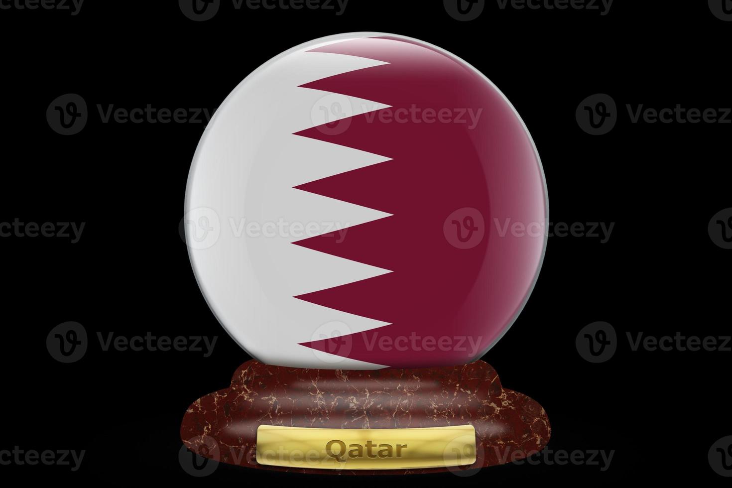 3D Flag of Qatar on snow globe photo