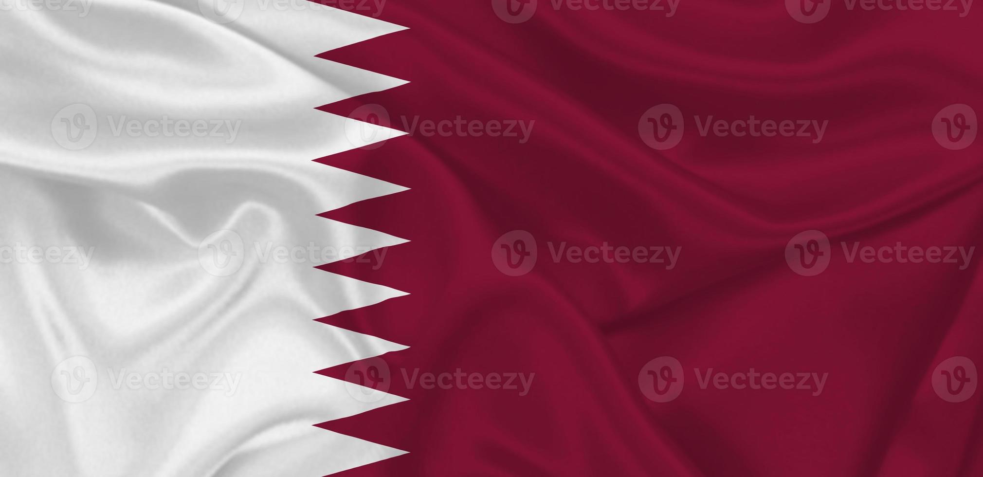 3D Flag of Qatar on fabric photo