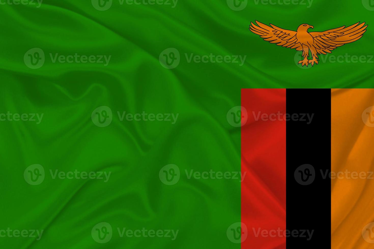 3D Flag of Zambia on fabric photo