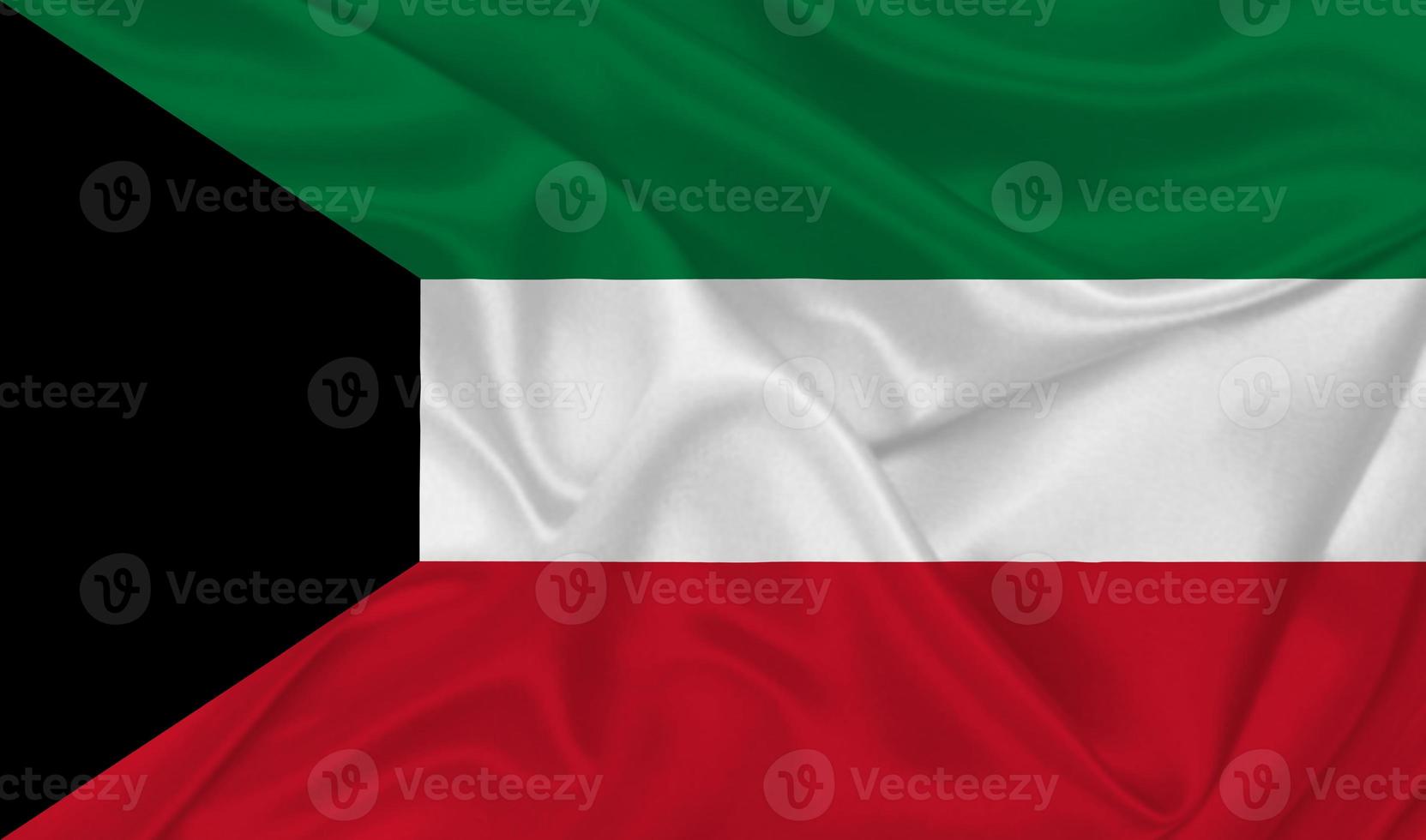 3D Flag of Kuwait on fabric photo