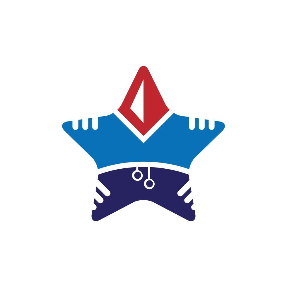 Iconic and memorable logo of combination star and apparel, this logo is perfect for sport industries vector